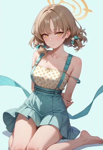 blue_archive,hifumi_(blue_archive),silk slip dress,polka dots  - AI generated anime art