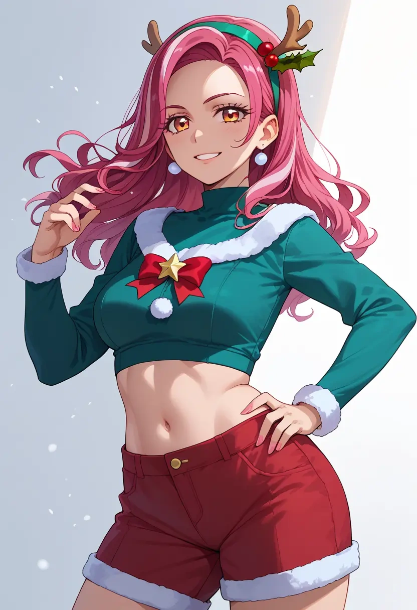 precure,higashi_setsuna,Christmas,red velvet shorts  - 