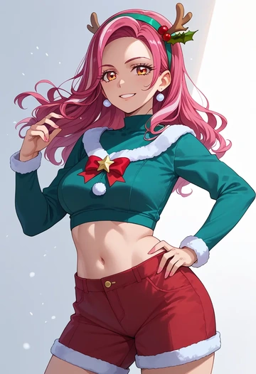 precure,higashi_setsuna,Christmas,red velvet shorts  - AI generated anime art