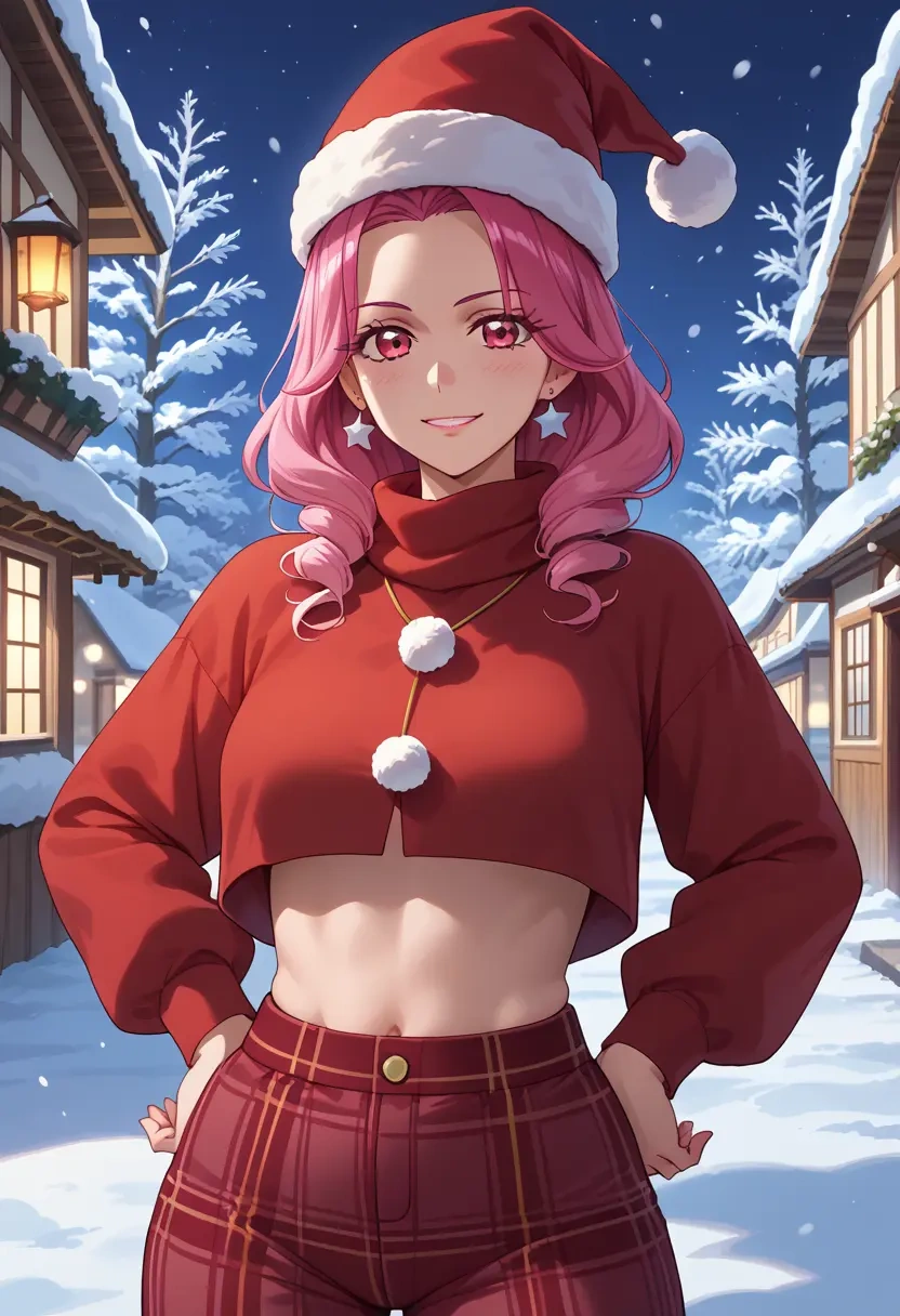 precure,higashi_setsuna,Christmas,plaid trousers  - 