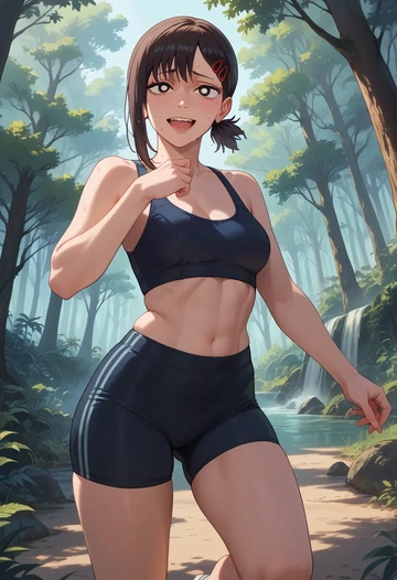 chainsaw_man,higashiyama_kobeni,yoga shorts  - AI generated anime art