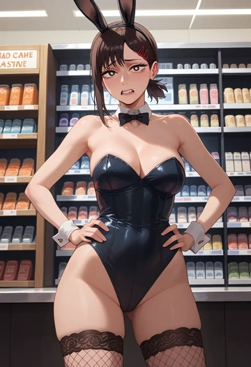 chainsaw_man,higashiyama_kobeni,bunny girl, sexy,stockings  - AI generated anime art