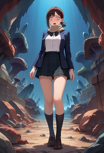 chainsaw_man,higashiyama_kobeni,winter,student uniform,plaid skirt  - AI generated anime art