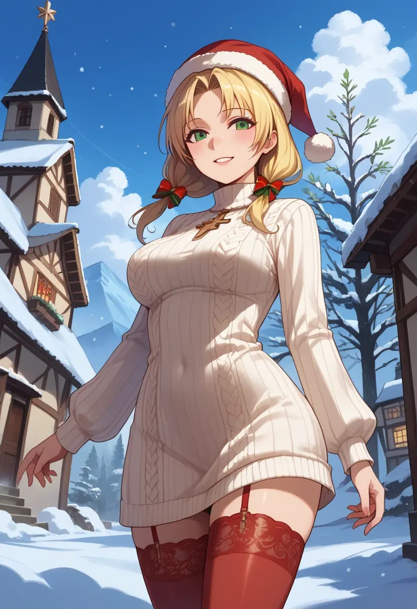 ragnarok_online,high_priest_(ragnarok_online),Christmas,sweater dress,stockings  - 