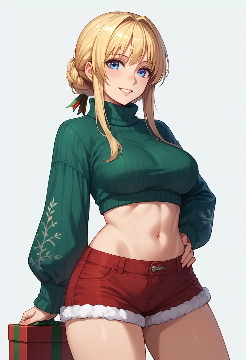 ragnarok_online,high_priest_(ragnarok_online),Christmas,red velvet shorts,turtleneck sweater  - 