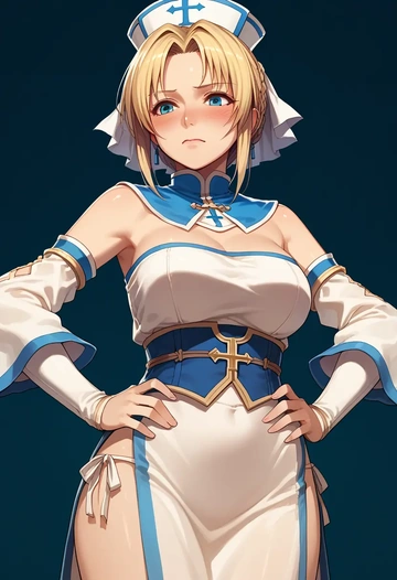 ragnarok_online,high_priest_(ragnarok_online),tube top,jogger shorts  - AI generated anime art