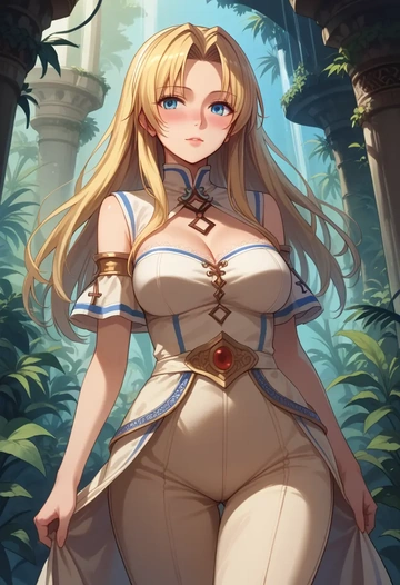 ragnarok_online,high_priest_(ragnarok_online),pants,wide-leg,strappy top  - AI generated anime art