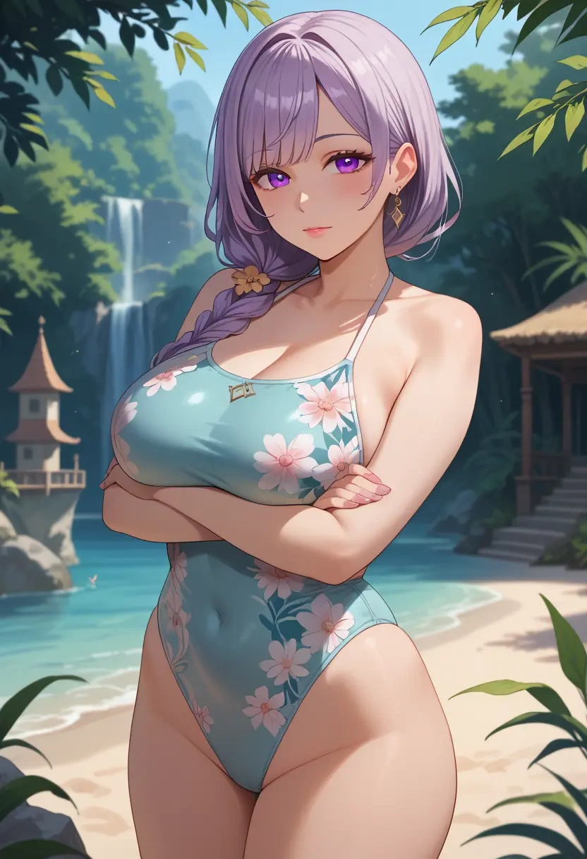 nijisanji,higuchi_kaede,swimsuit,floral print  - 