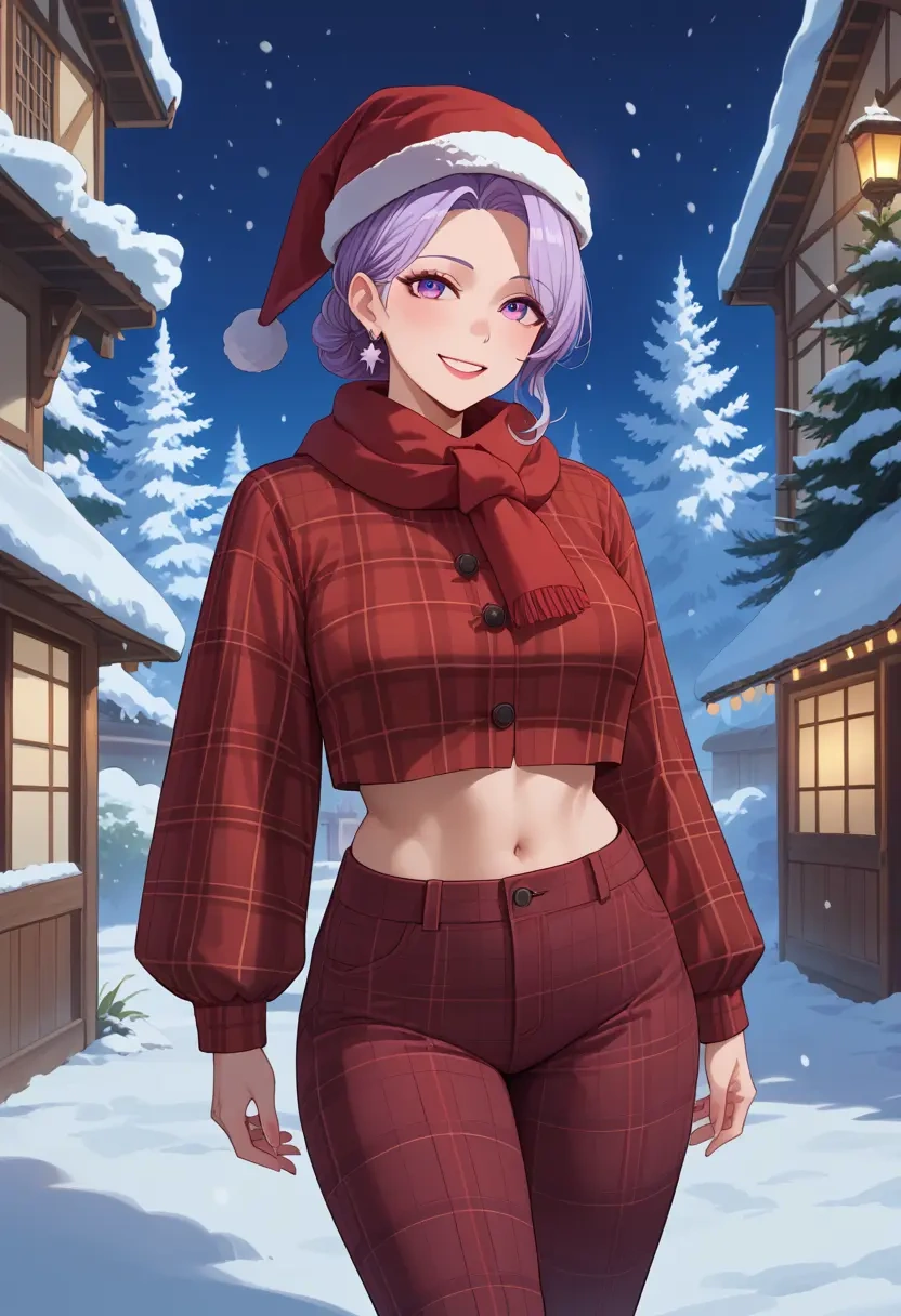 nijisanji,higuchi_kaede,Christmas,plaid trousers  - 