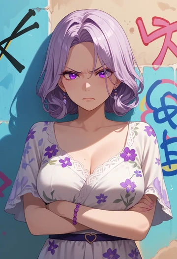 nijisanji,higuchi_kaede,floral graffiti blouse,dolphin shorts  - AI generated anime art