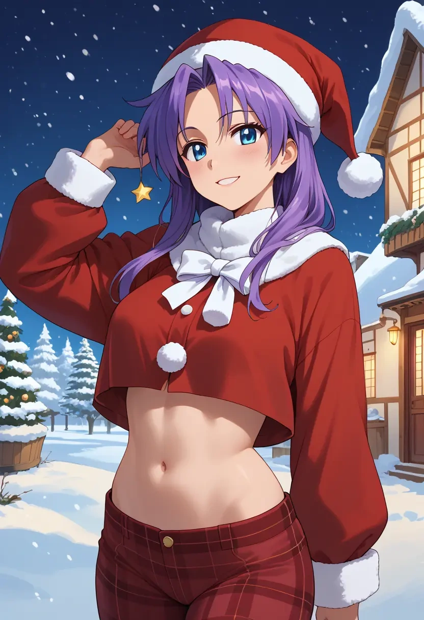 lucky_star,hiiragi_kagami,Christmas,plaid trousers  - 