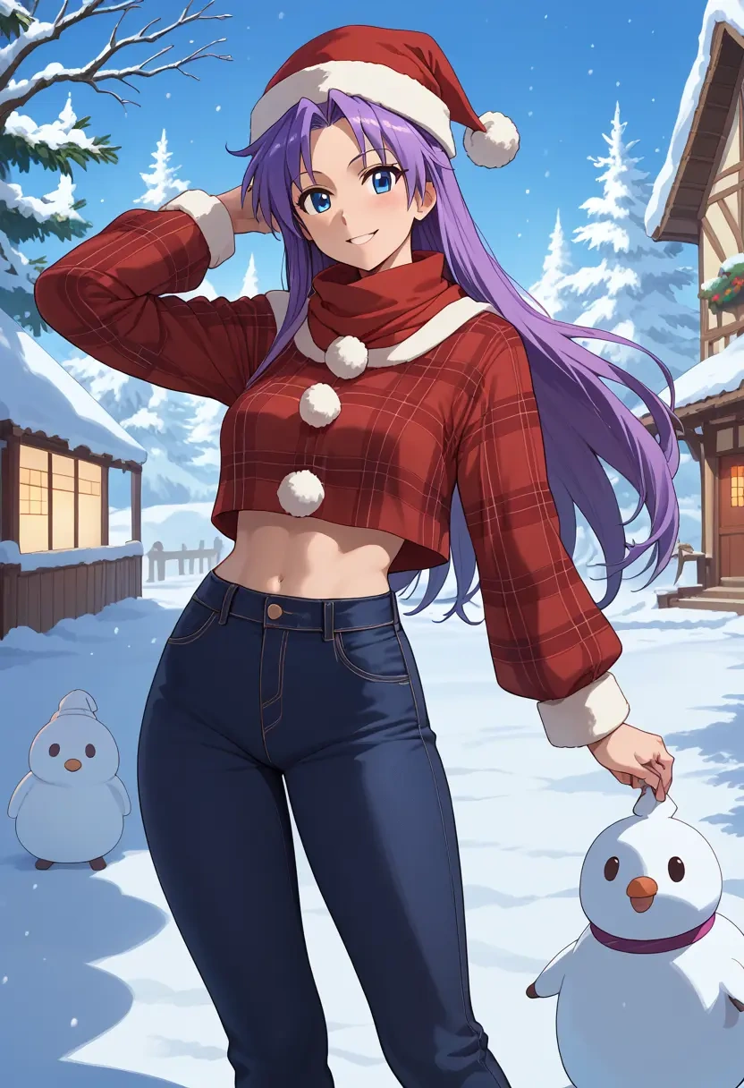 lucky_star,hiiragi_kagami,Christmas,plaid trousers  - 