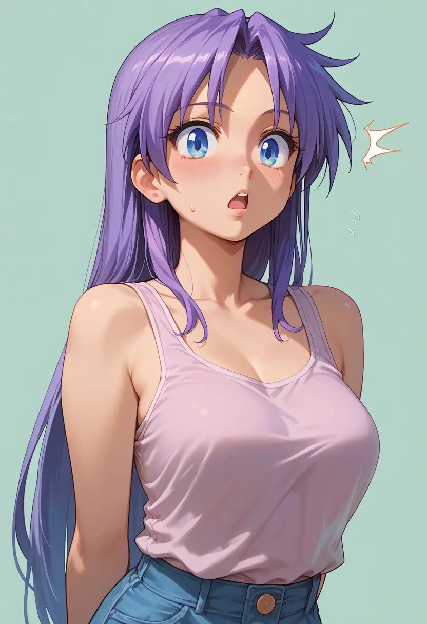 lucky_star,hiiragi_kagami,tank top,mesh,cycling shorts  - 