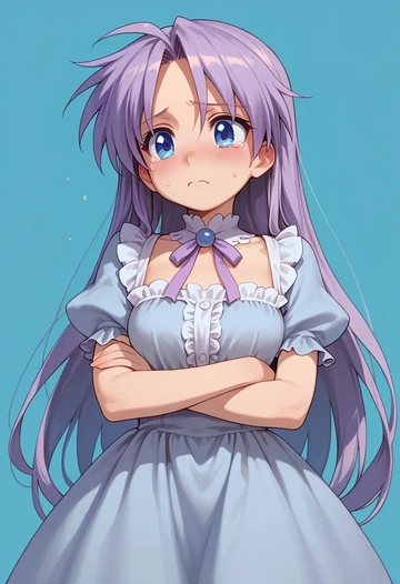 lucky_star,hiiragi_kagami,haunted doll dress,lace gloves,ribbon choker  - AI generated anime art