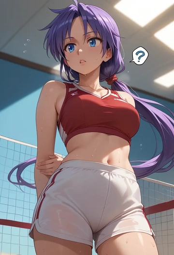 lucky_star,hiiragi_tsukasa,volleyball uniform  - AI generated anime art