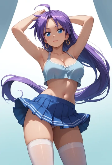 lucky_star,hiiragi_tsukasa,mini skirt,stockings  - AI generated anime art