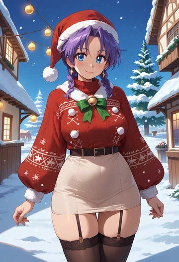 lucky_star,hiiragi_tsukasa,sweater,stockings,Thigh garters  - AI generated anime art