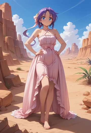 lucky_star,hiiragi_tsukasa,silk slip dress  - AI generated anime art