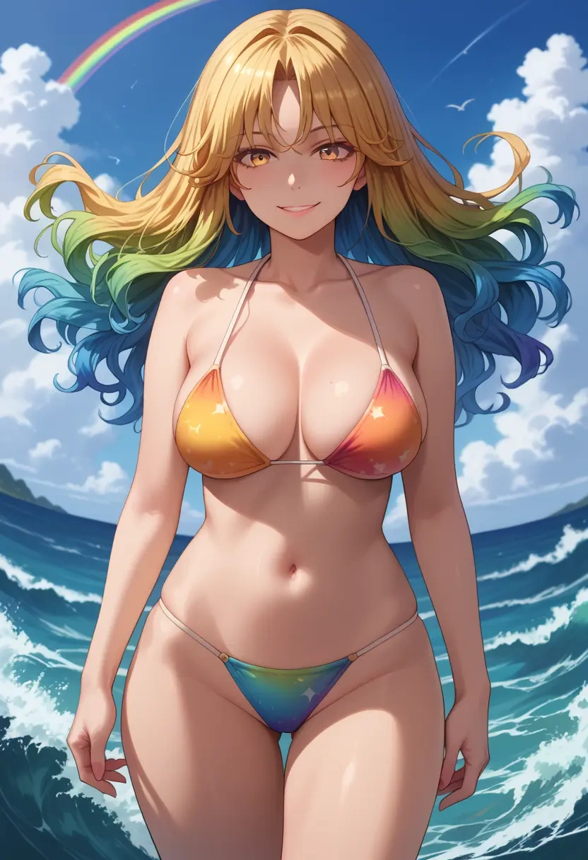 touhou,hijiri_byakuren,bikini,rainbow-colored,sexy  - 