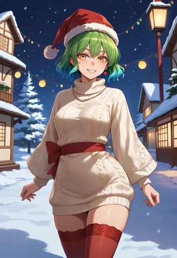 touhou,hijiri_byakuren,Christmas,sweater dress,stockings  - AI generated anime art