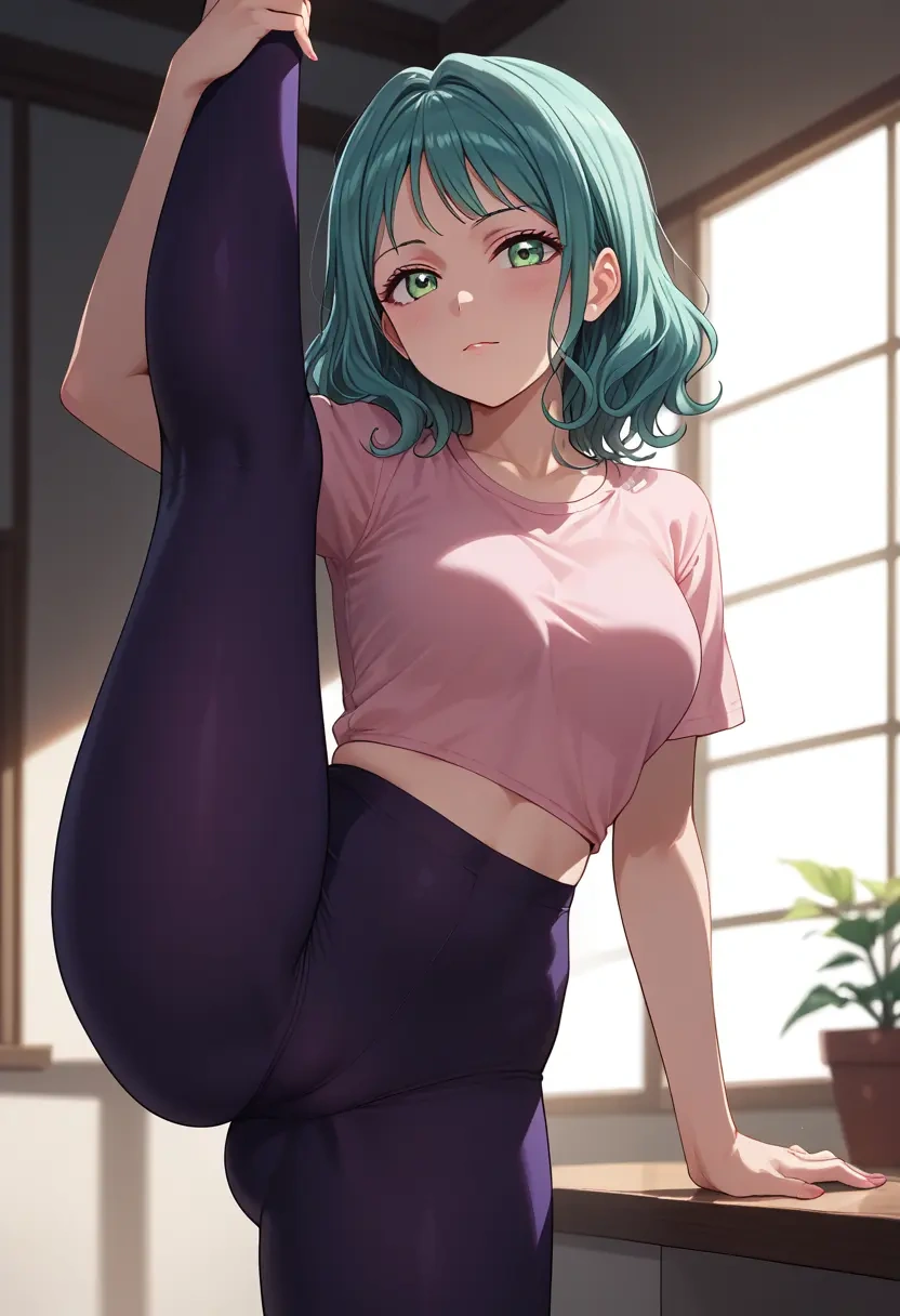 bang_dream!,hikawa_hina,yoga, standing split,sexy,  - 