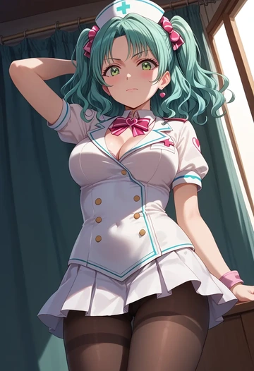 bang_dream!,hikawa_hina,nurse, pantyhose,mini skirt  - AI generated anime art