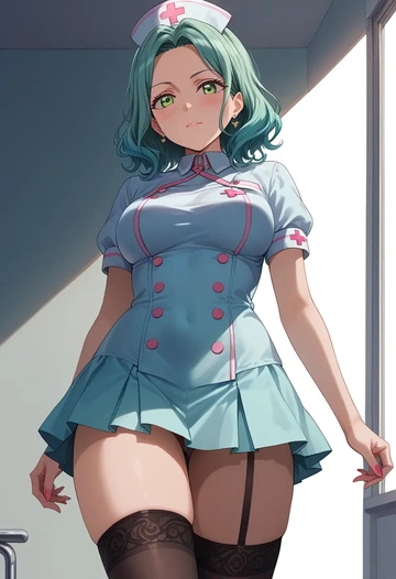 bang_dream!,hikawa_hina,nurse pantyhose,mini skirt, sexy  - AI generated anime art