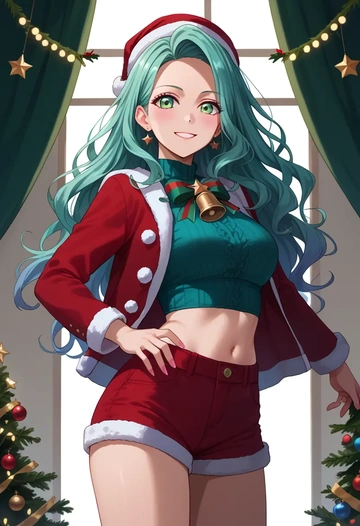 bang_dream!,hikawa_hina,Christmas,red velvet shorts  - AI generated anime art