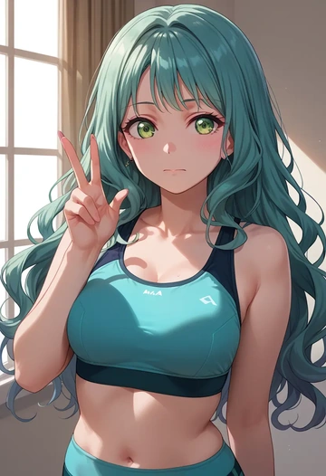 bang_dream!,hikawa_hina,sports bra,wide-leg joggers  - AI generated anime art