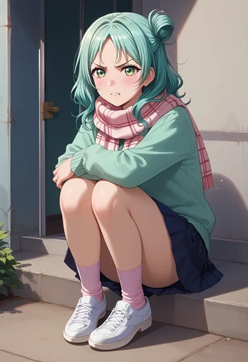 bang_dream!,hikawa_hina,spring,student uniform,knit sweater  - AI generated anime art