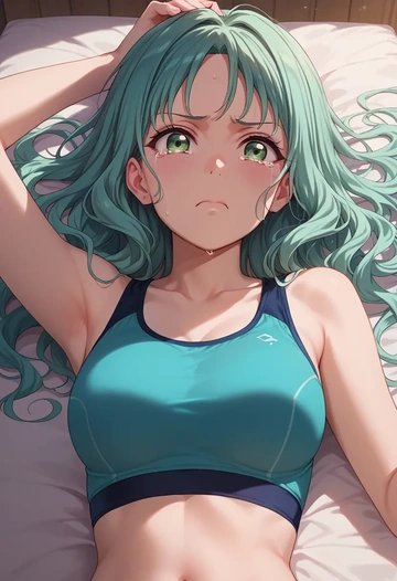 bang_dream!,hikawa_hina,sports bra,wide-leg joggers  - AI generated anime art