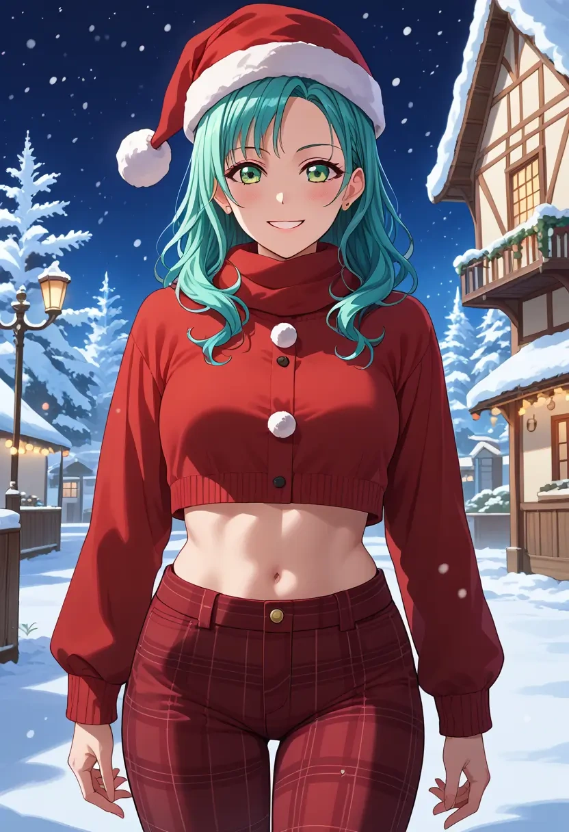 bang_dream!,hikawa_sayo,Christmas,plaid trousers  - 