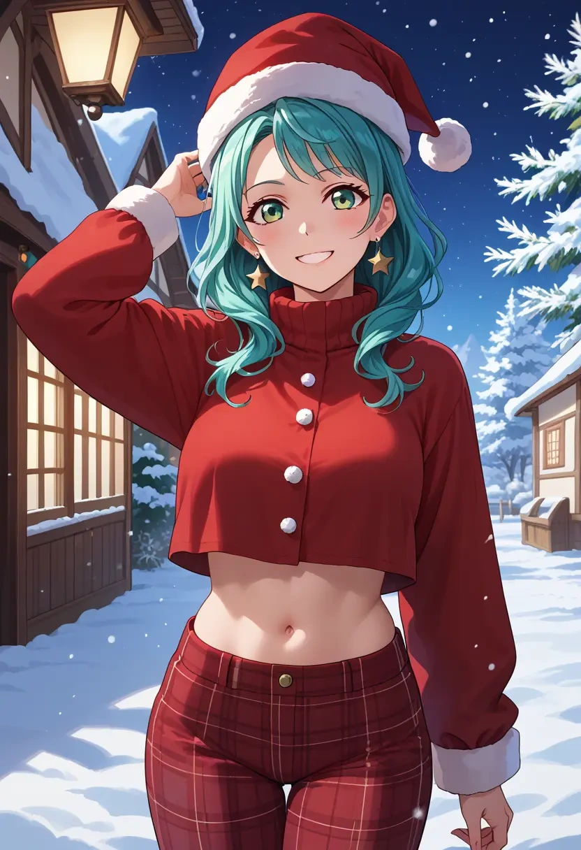 bang_dream!,hikawa_sayo,Christmas,plaid trousers  - 