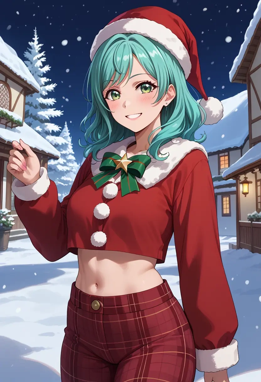 bang_dream!,hikawa_sayo,Christmas,plaid trousers  - 