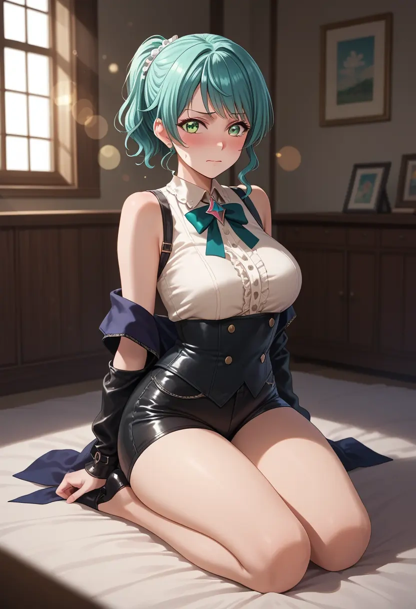 bang_dream!,hikawa_sayo,leather,shorts  - 