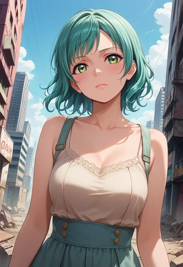 bang_dream!,hikawa_sayo,graphic tee,dolphin shorts  - AI generated anime art