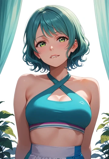 bang_dream!,hikawa_sayo,halter top,track pants  - AI generated anime art