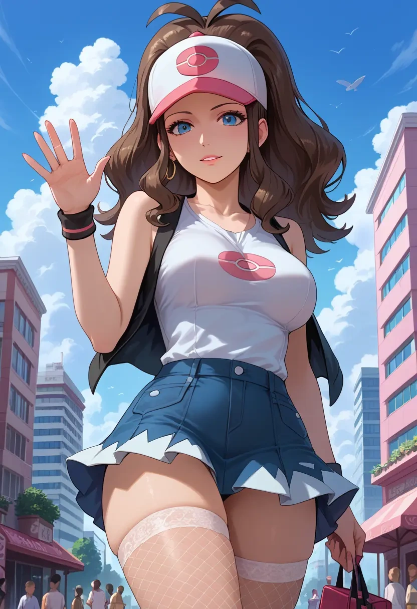 pokemon,hilda_(pokemon),mini skirt, stockings  - 