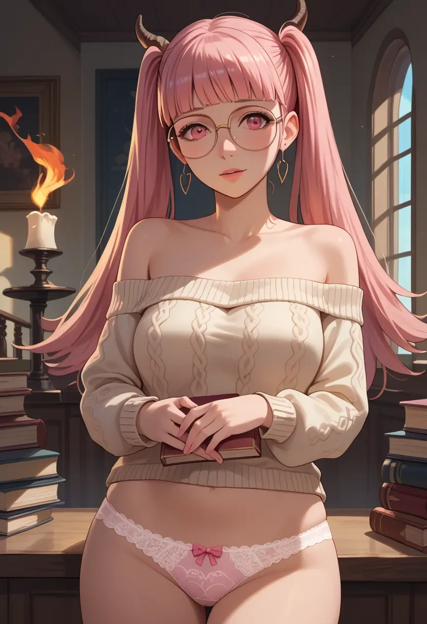 fire_emblem,hilda_valentine_goneril,sweater,panties,off-shoulder,glasses,sexy  - 