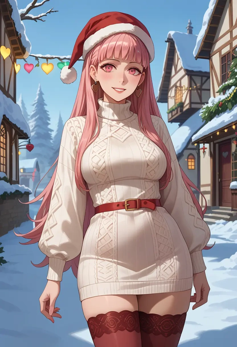 fire_emblem,hilda_valentine_goneril,Christmas,sweater dress,stockings  - 