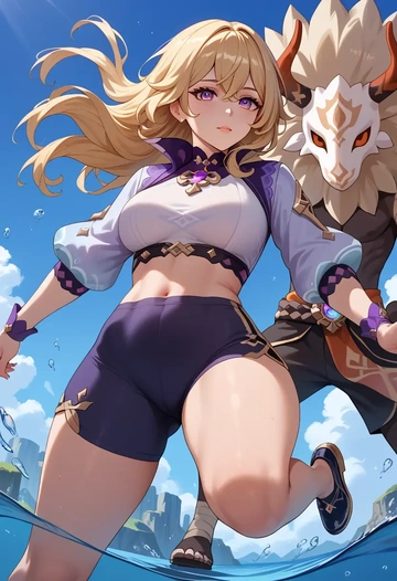 genshin_impact,hilichurl_(genshin_impact),yoga shorts  - AI generated anime art