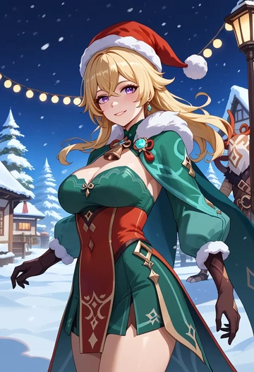 genshin_impact,hilichurl_(genshin_impact),Christmas,dress  - AI generated anime art