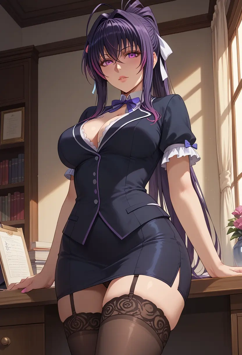 high_school_dxd,himejima_akeno,secretary, stockings  - 