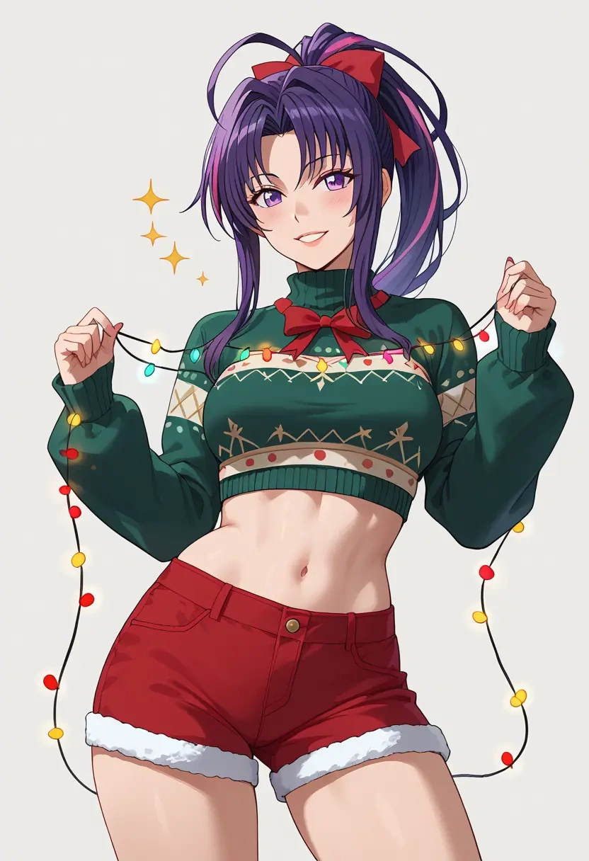 high_school_dxd,himejima_akeno,Christmas,red velvet shorts  - 