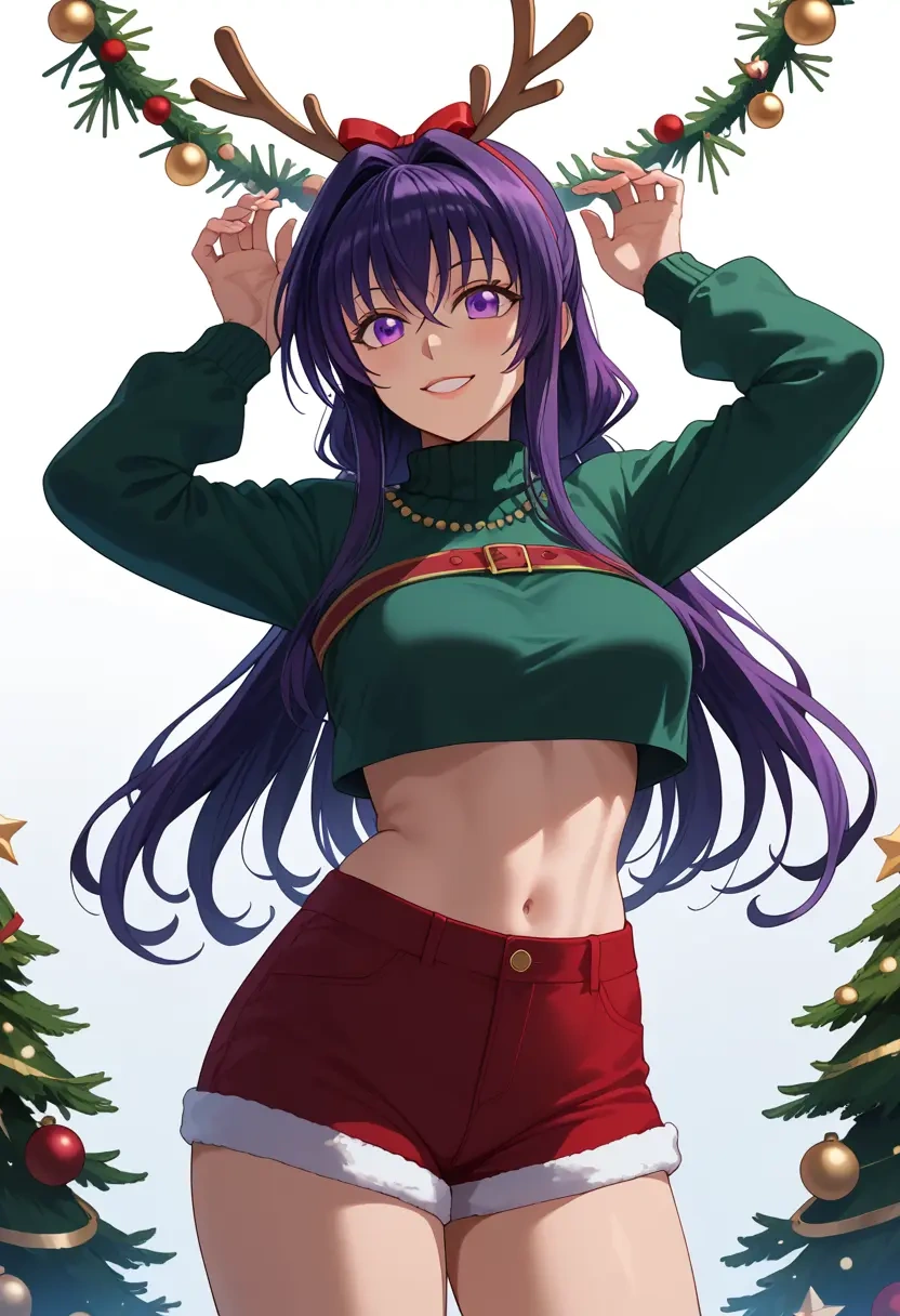 high_school_dxd,himejima_akeno,Christmas,red velvet shorts  - 