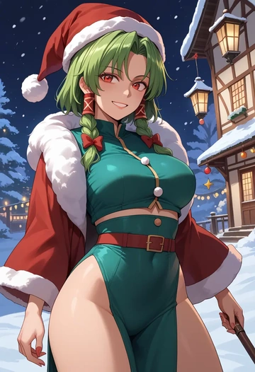 touhou,himekaidou_hatate,Christmas,dress  - AI generated anime art