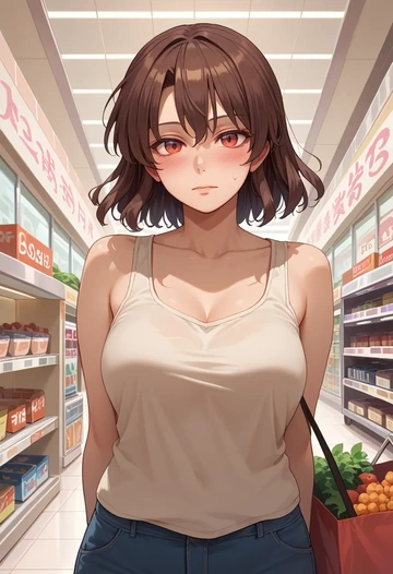 touhou,himekaidou_hatate,tank top,drawstring pants  - AI generated anime art