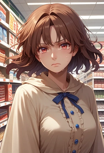 touhou,himekaidou_hatate,crop windbreaker,shorts  - AI generated anime art