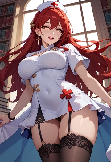 star rail,himeko,nurse pantyhose,mini skirt, sexy  - AI generated anime art