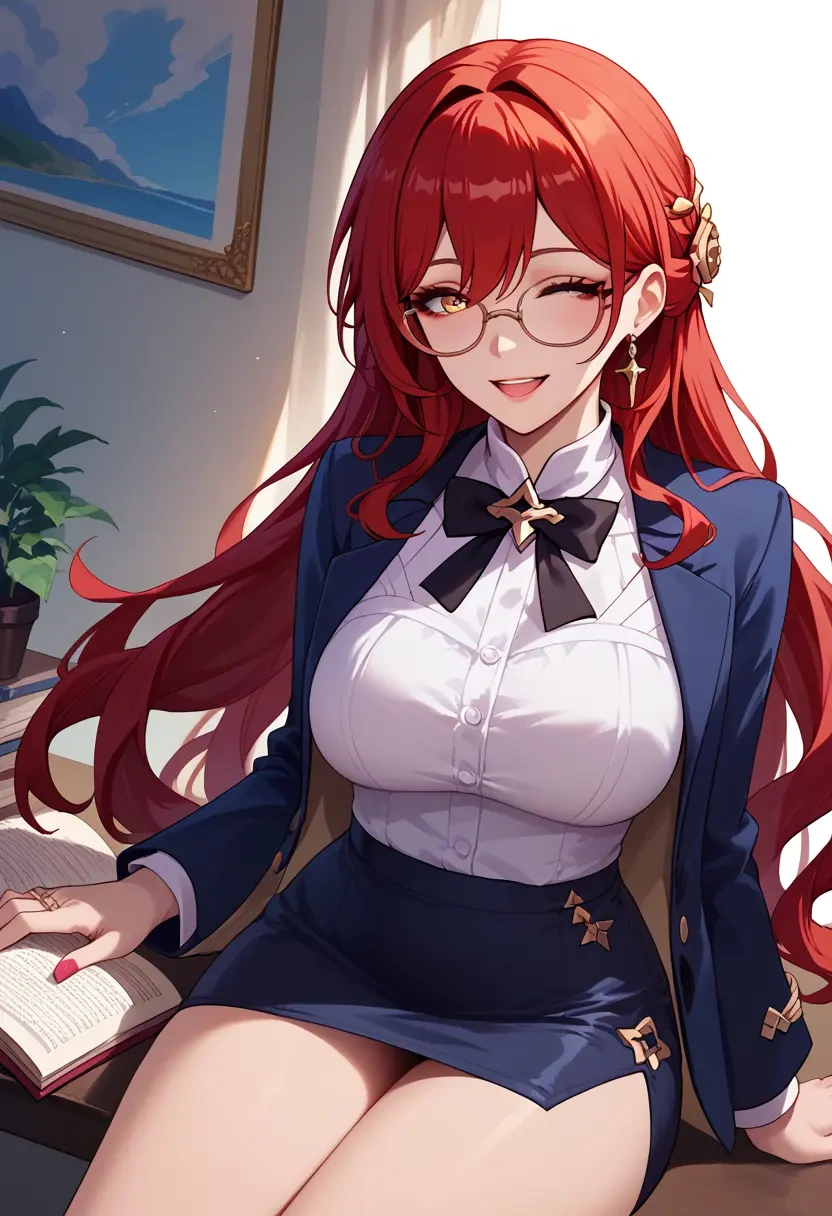 star rail,himeko,OL, glasses,  - 